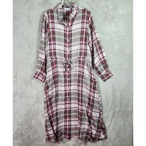 Encore by Idina Menzel Shirt Dress Womens Medium Wine Pink Button Front A614075